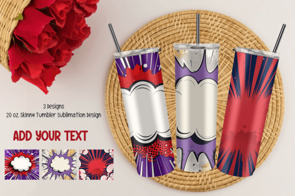 Abstract Comic Pop Tumbler Wrap Designs: Graphics for Crafts-Driven Brands