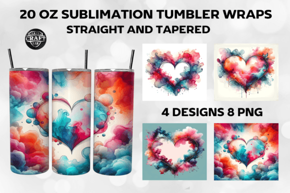 Alcohol Ink Smoke Heart Tumbler Wraps Graphics