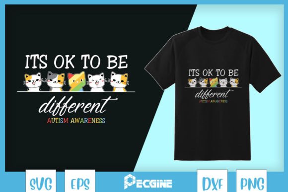 Autism Cat Ok to Be Different SVG