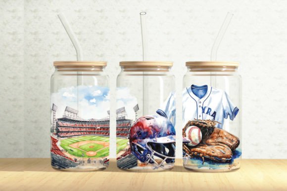 Baseball 16oz Glass Can Tumbler Wrap