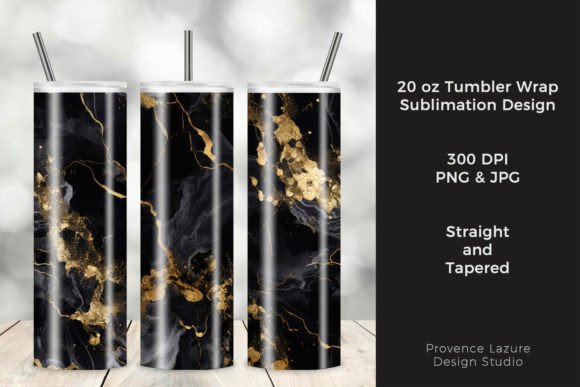 Black and Gold Marble Tumbler Wraps Graphics