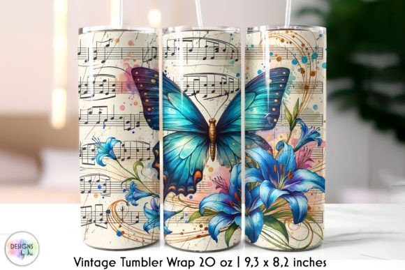 Butterfly on Music Sheet Vintage Tumbler