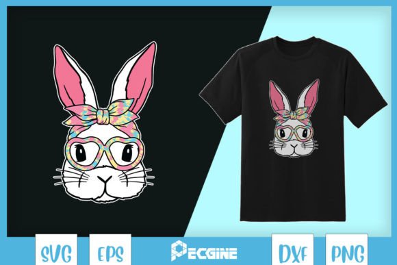 Cute Bunny Face Tie Dye Glasses SVG: Graphics for T-Shirt Designs