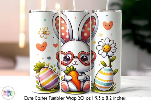 Cute Easter Bunny Tumbler Wrap Design: Graphics & Tumbler Wraps