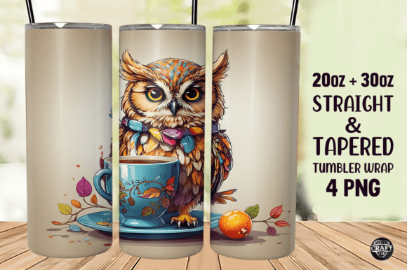 Cute Owl Tumbler Wrap 20oz Skinny PNG Graphics