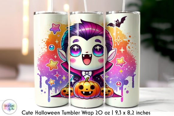 Cute Vampire Halloween Tumbler Wrap Graphics