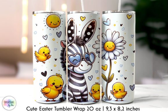 Cute Zebra with Easter Chicks Tumbler Graphics