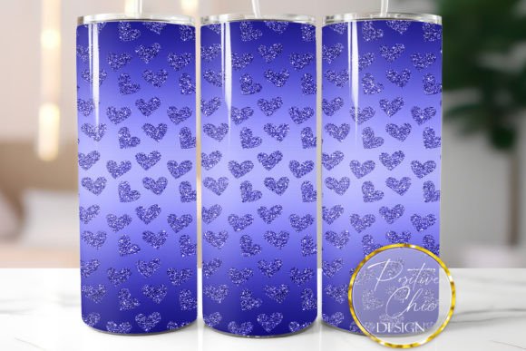 Dark Blue Hearts Glitter Tumbler Wrap: Graphics for Crafts & Branding
