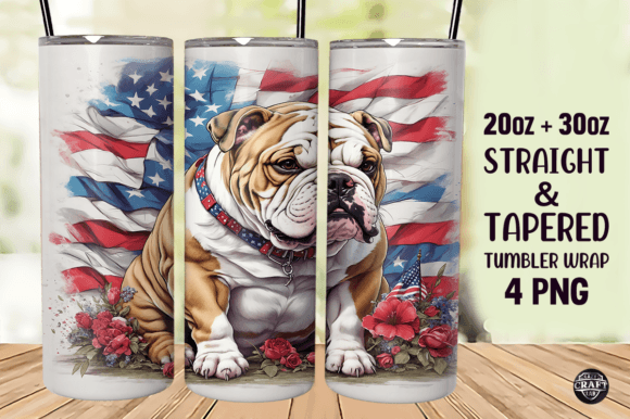 Dog Flag 4th of July Tumbler Wrap 20oz Graphics