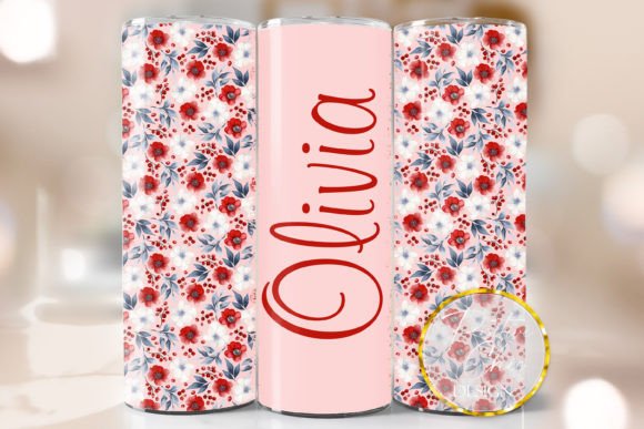 Floral Personalized Tumbler Flowers PNG