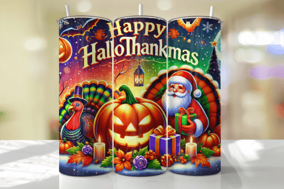 Hello Hallothankmas Tumbler Wraps Graphics