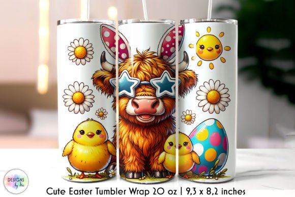 Highland Cow Groovy Easter Tumbler Wrap