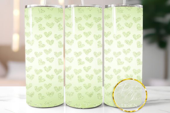 Lime Glitter Hearts Tumbler Wrap Design: Graphics for Crafts & Joyful Branding