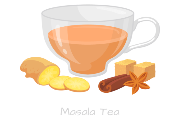 Masala Tea Glass Cup Graphics & Illustrations