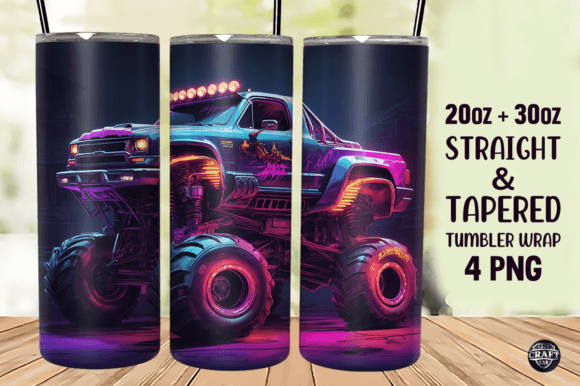Monster Truck Tumbler Wrap 20oz Skinny Graphics