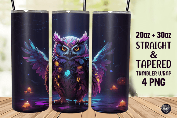 Neon Owl 20oz Sublimation Tumbler Wrap