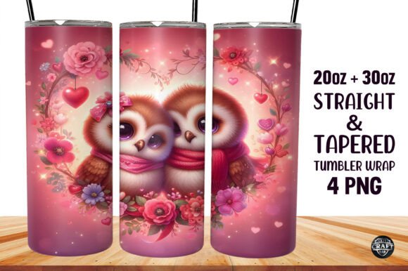 Owls Hearts Tumbler Wrap 20oz Skinny Graphics