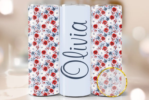 Personalized Floral Tumbler Flowers PNG