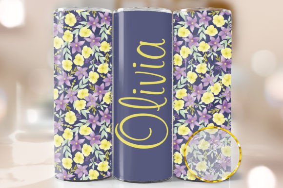 Purple Flowers Tumbler Wrap Floral PNG: Graphics for Crafts & Content