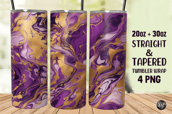 Purple Gold Marble Background Tumbler Graphics & Wraps