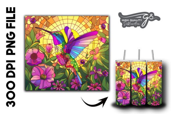 Stain Glass Hummingbird Tumbler Wrap 25 Graphics