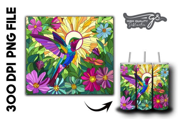 Stain Glass Hummingbird Tumbler Wrap 27
