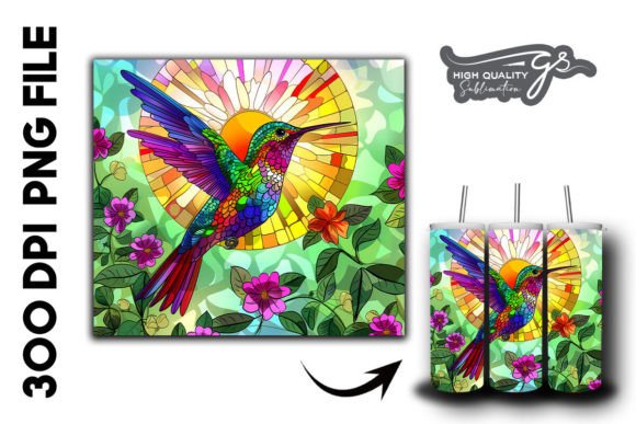 Stain Glass Hummingbird Tumbler Wrap 30 Graphics