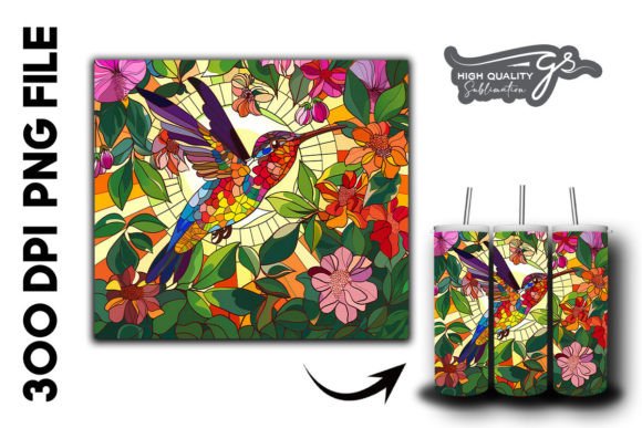 Stain Glass Hummingbird Tumbler Wrap 34