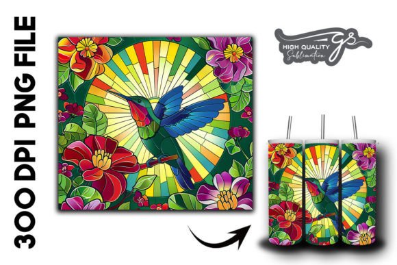 Stain Glass Hummingbird Tumbler Wrap 40 Graphics
