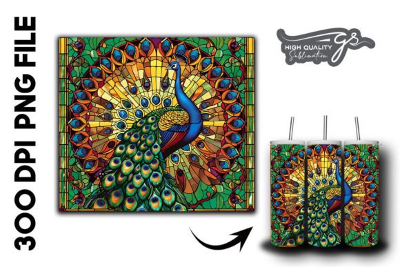 Stained Glass Peacock Tumbler Wrap 25