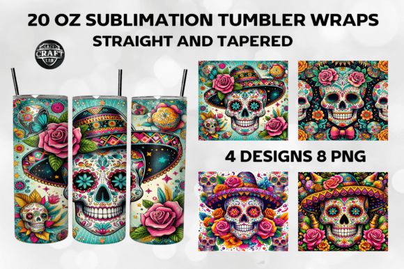 Sugar Skull Cinco De Mayo Tumbler Wrap Graphics