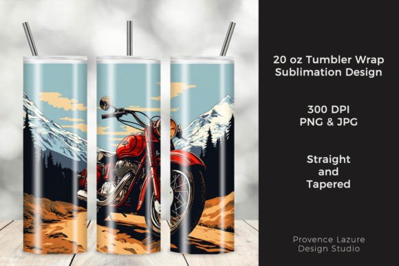 Vintage Motorcycle Tumbler Wrap Graphics