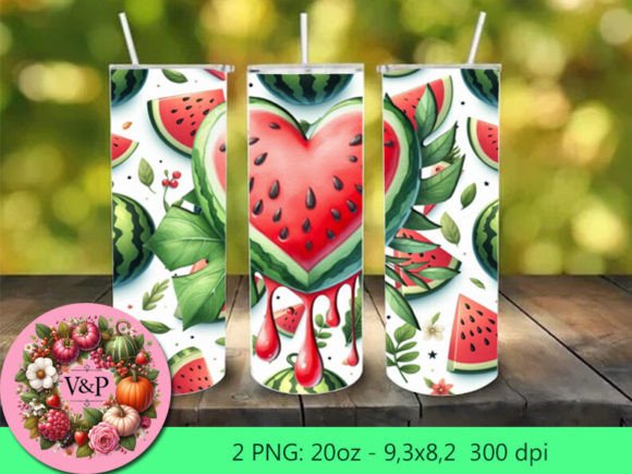 Watercolor Watermelon Skinny Tumbler Graphics & Tumbler Wraps