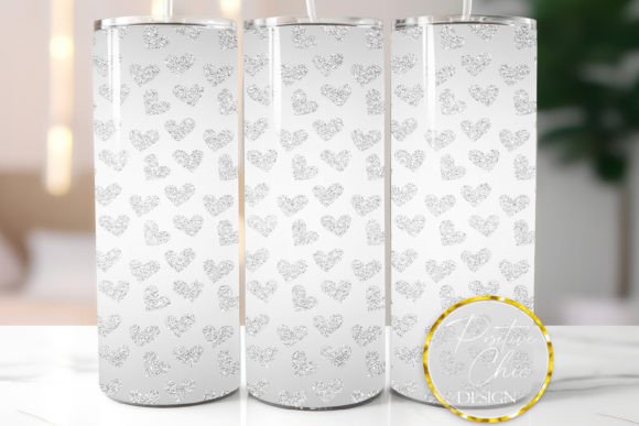 White Glitter Hearts Tumbler Wrap Design: Graphics for Crafts & Brand Moments